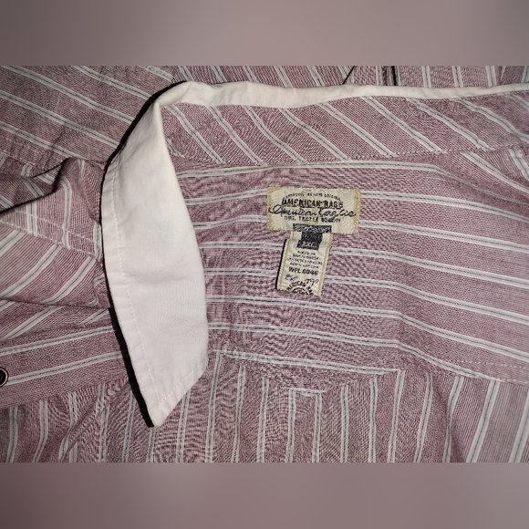 American Rag MEN'S Red/White Striped Pearl Snap Button Long Sleeve Shirt Sz XXL - Picture 3 of 8